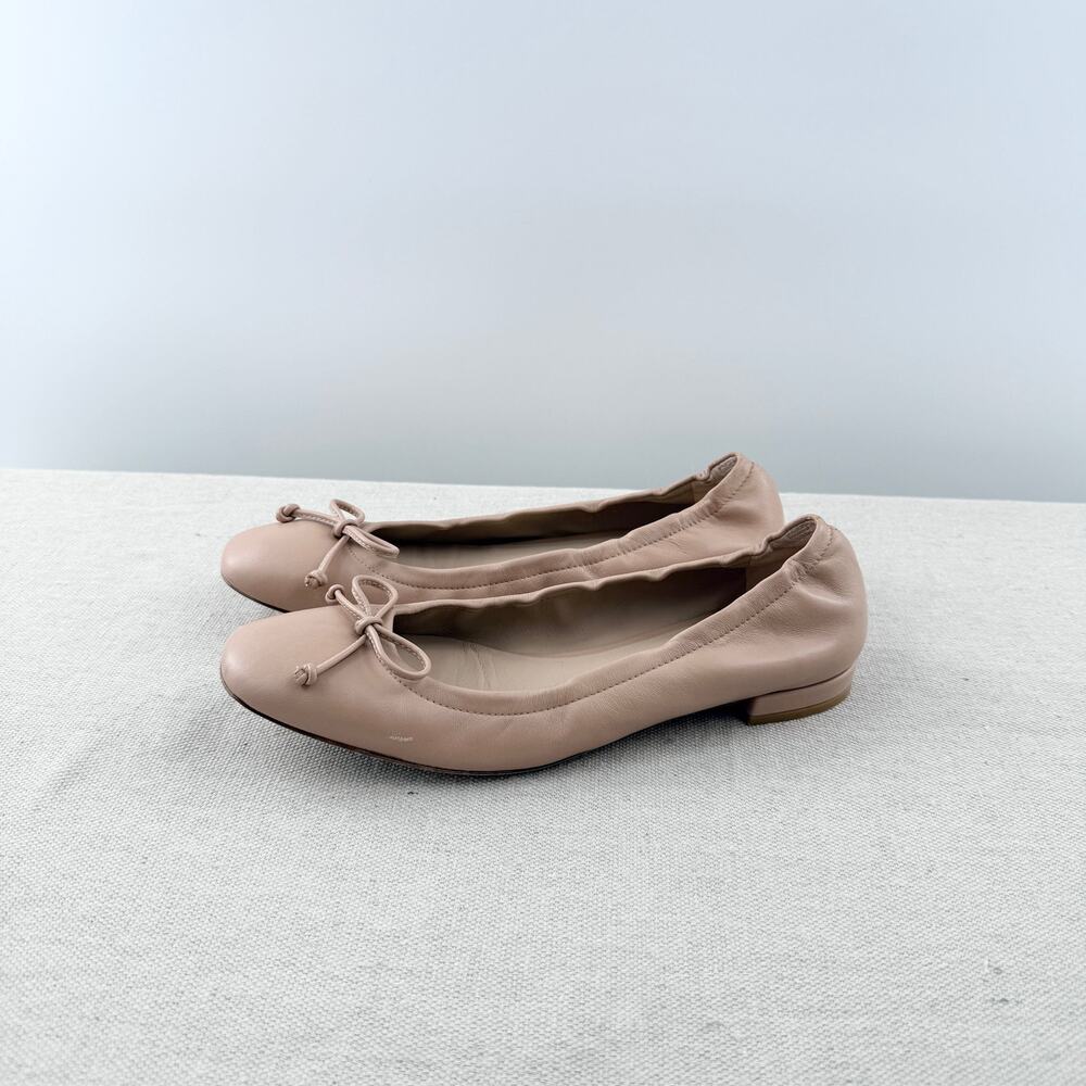 Stuart Weitzman Leather Slip On Ballerina Flat Shoes Nude Beige Women's US 5.5